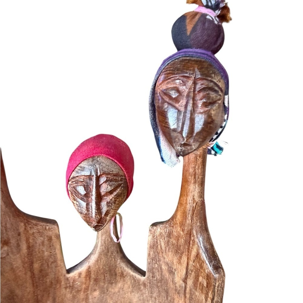 Hand Carved African Women Wood Sculpture Pencil Holder Folk Art Mozambique Style - Picture 14 of 14